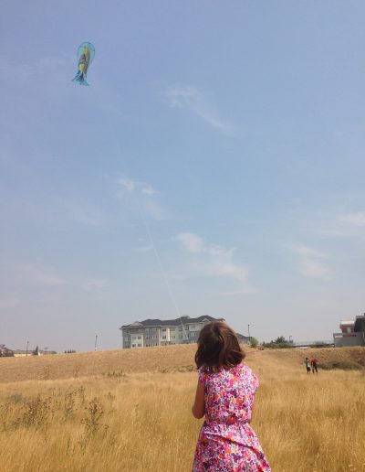 One of the participants flying a kite